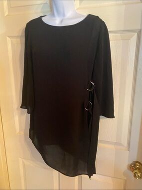 Black Label Black Asymmetric Tunic with Double Side Rings